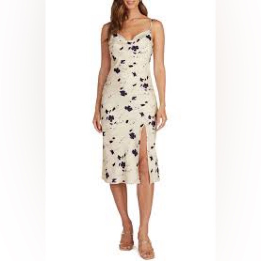 NWT WILLOW Audrey Floral Cowl Neck Silk Satin Slipdress XS